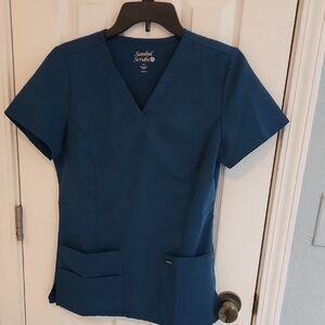 Starfish Scrubs Blue V-Neck Top